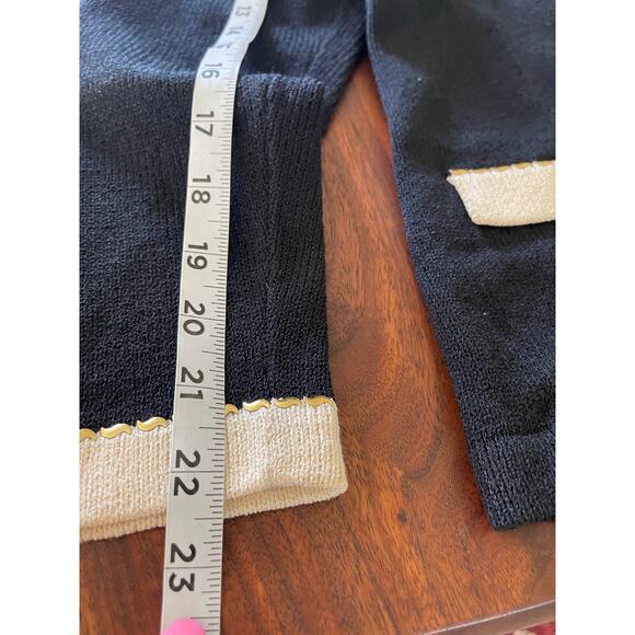 J.S.S knit wear jacket blazer small black cream wool blend button up classic - Picture 10 of 12